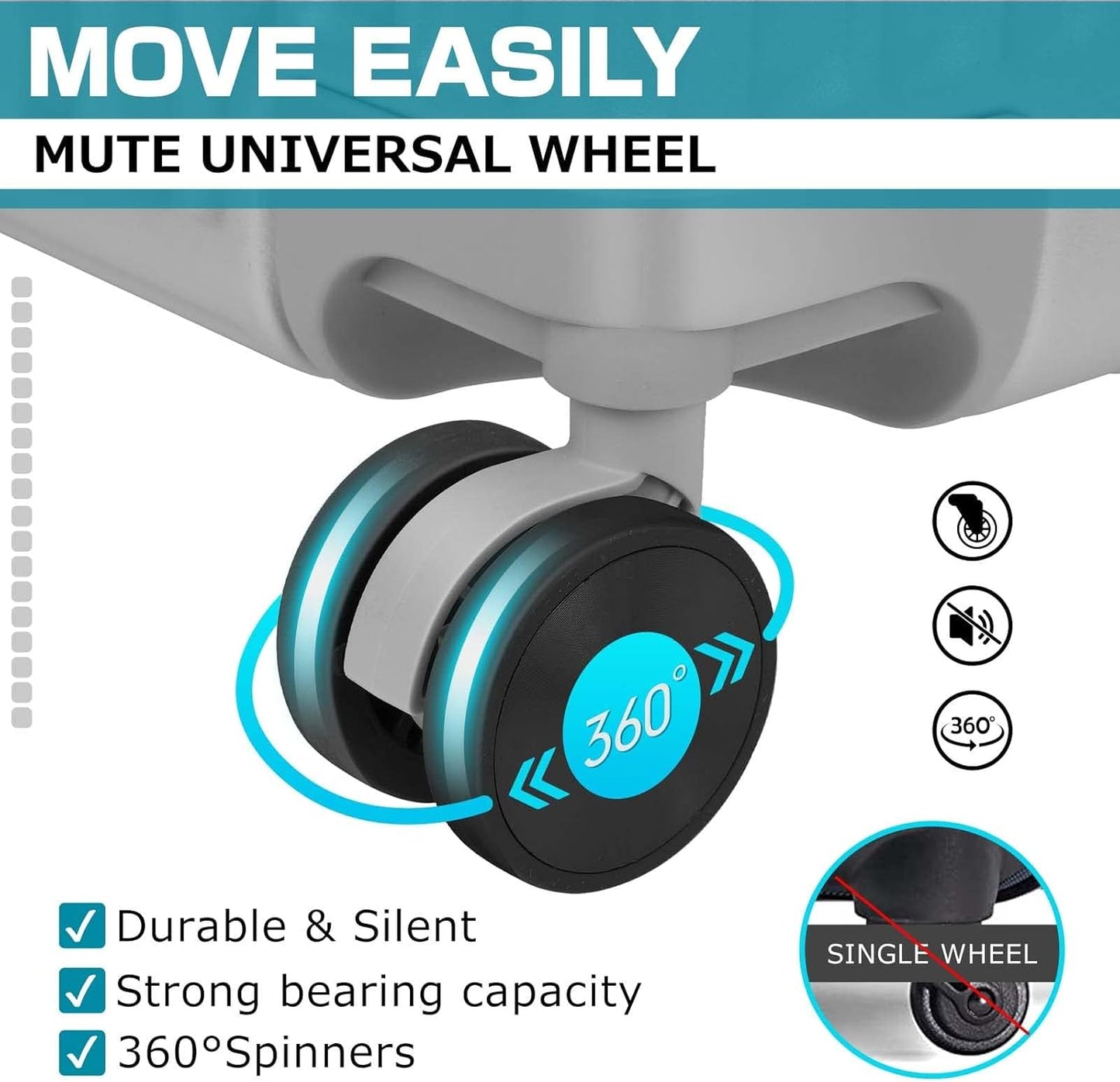 AnyZip Carry On Luggage - Aluminium Frame, PC ABS Hard Shell, Suitcases with Wheels, TSA Lock, No Zipper - 20in Silver