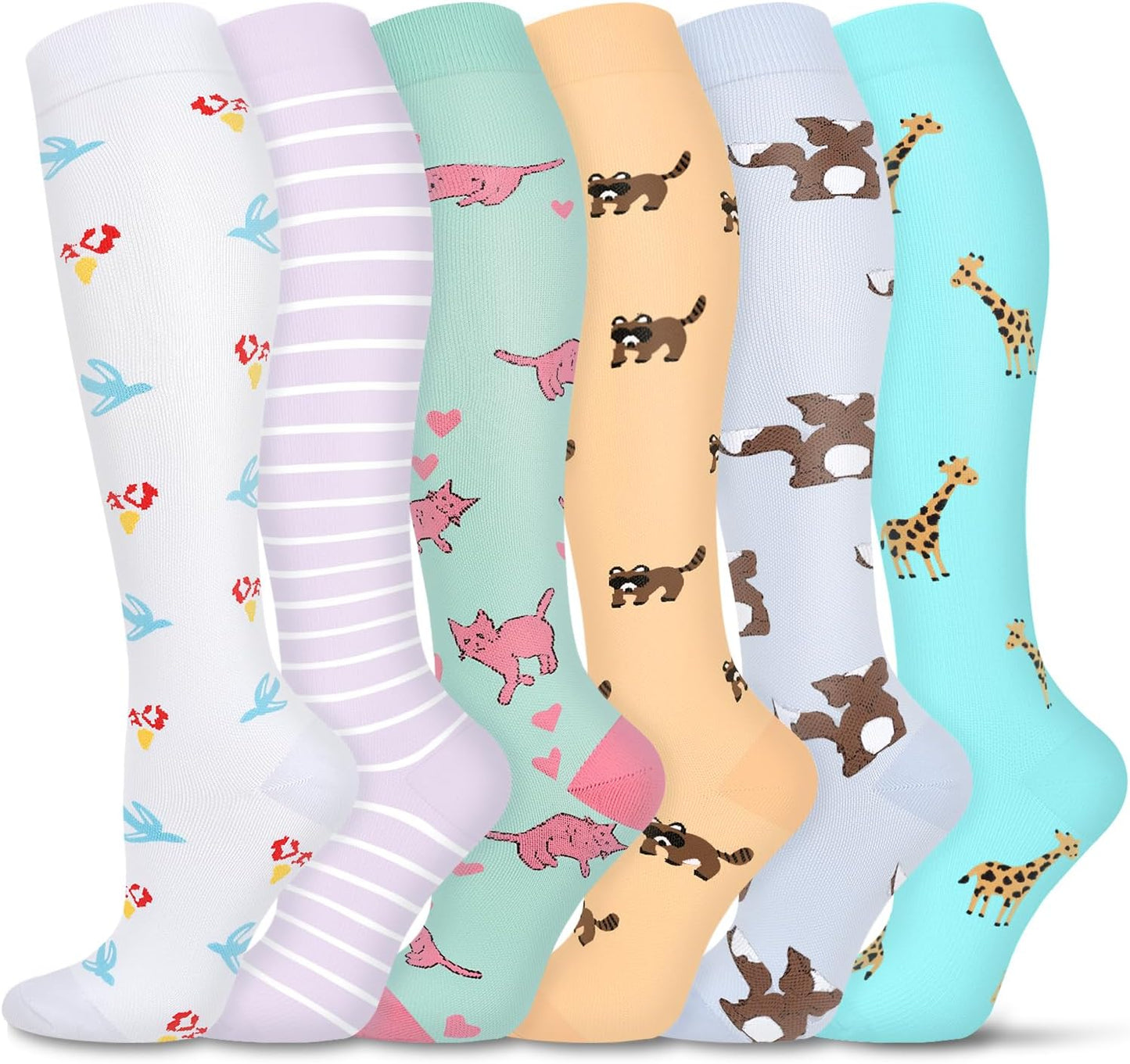 Graduated Compression Socks for Women&Men 20-30mmhg Knee High Socks Travel Hiking Running Stocking