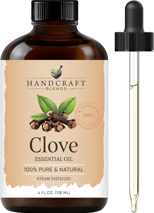Handcraft Blends Clove Essential Oil – Huge 4 Fl Oz – 100% Pure and Natural – Premium Grade Essential Oil for Diffuser and Aromatherapy, Skin, Massage, Candle and Soap Making Fragrance