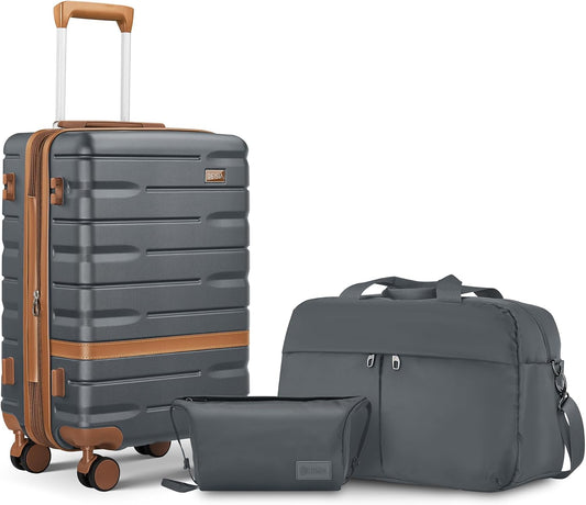 Carry on Luggage Sets with TSA Lock,20 Inch Expandable Carry-on Suitcase with Spinner Wheels,Hard Shell Lightweight Rolling Travel Luggage with YKK Zippers (Gray)
