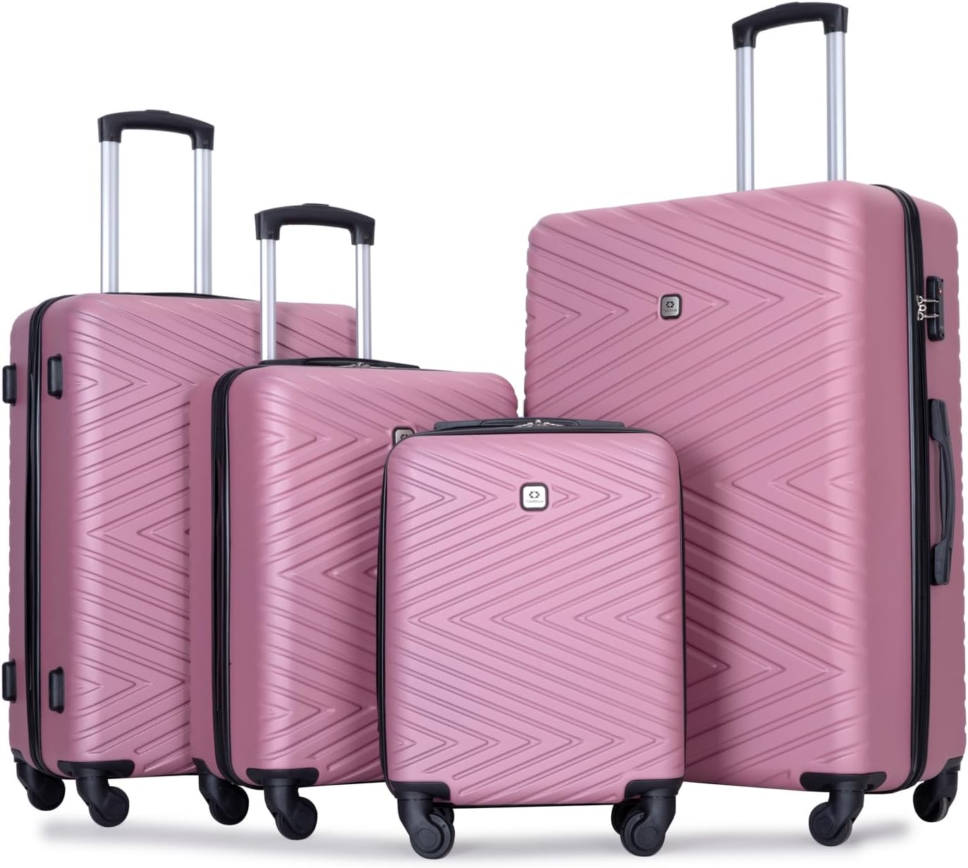 4-Piece Hardside Luggage Set with TSA Lock, Lightweight ABS Suitcases With Spinner Wheel, 16/20/24/28 inch, Pink