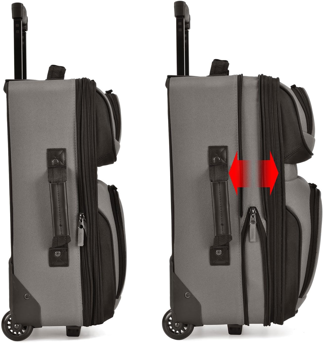 U.S. Traveler Lightweight Rolling 20" Carry On Luggage Softside Suitcase, Grey, 2-Wheel Single