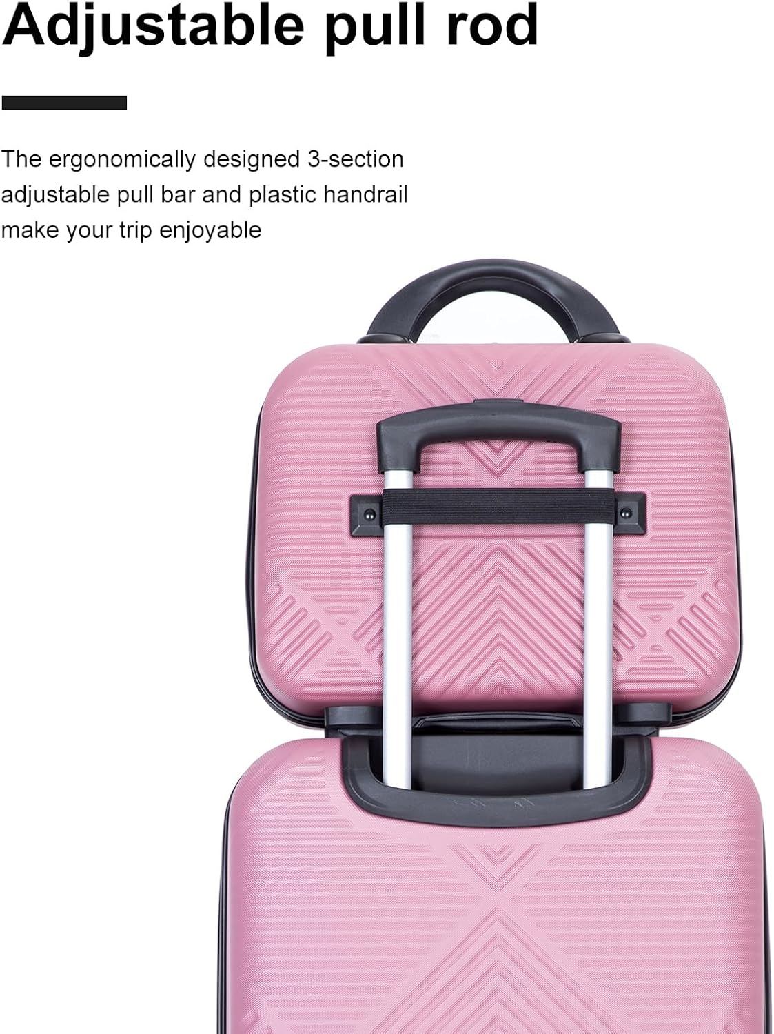 2 Piece Carry on Luggage Set, Airline Approved 20 Inch Luggage with Cosmetic Case Hard Shell Suitcase with Spinner Wheels, Rose Pink