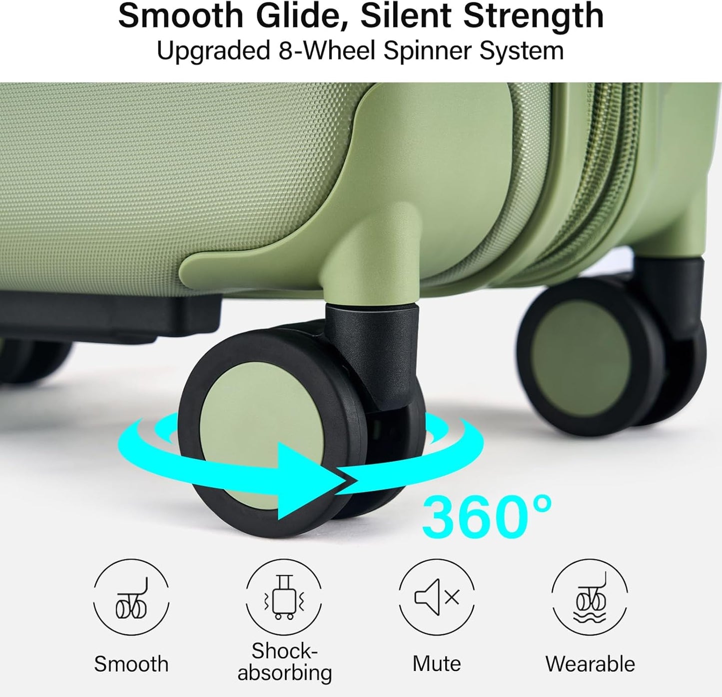 Hanke Expandable Luggage Sets 3 Piece with Spinner Wheels, 20/24/28" Hardside Carry On Luggage Large Suitcase, All-PC Hard Shell Luggage, TSA Lock, Lightweight Durable (Bamboo Green)