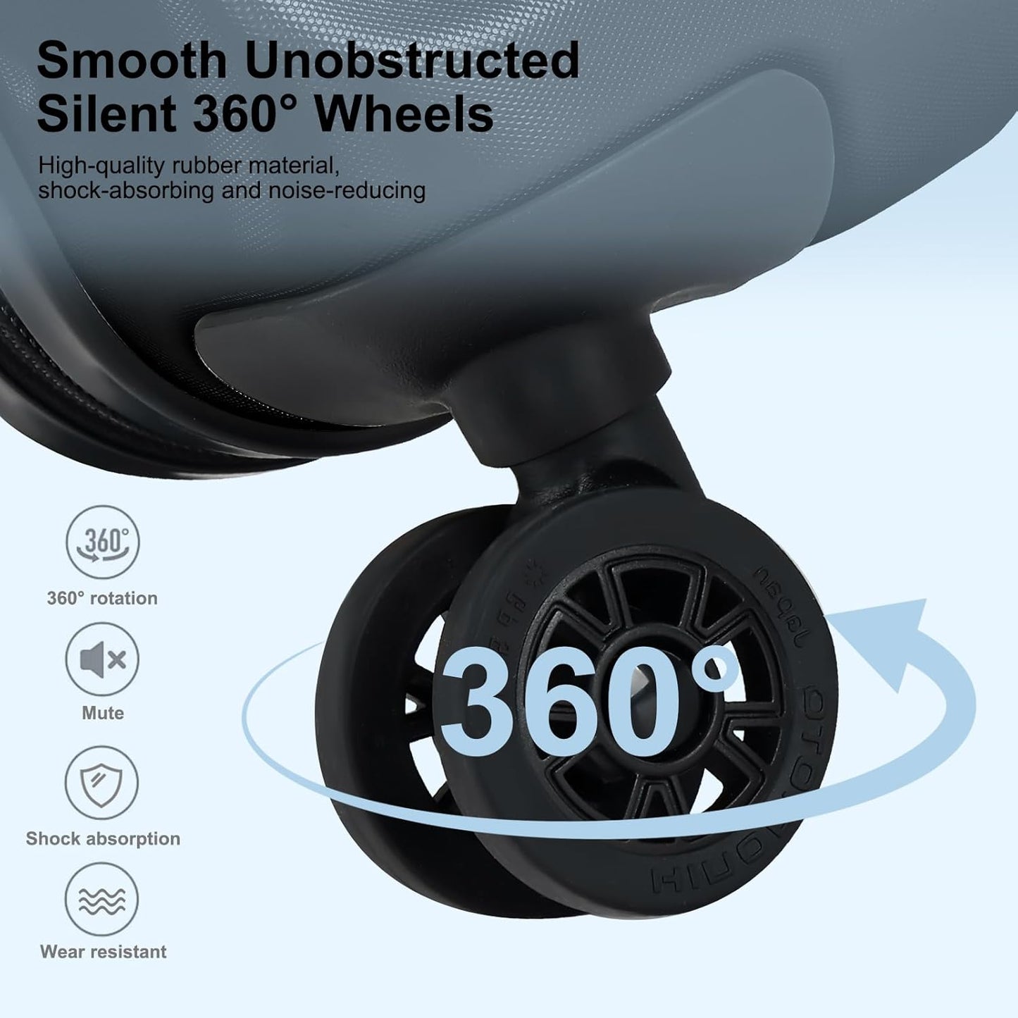 Carry On Luggage 22×14×9 Airline Approved, 20 Inch Lightweight ABS+PC Hard Shell Suitcases with Front Pocket, Spinner Wheels, TSA Lock (Black, 1PC)