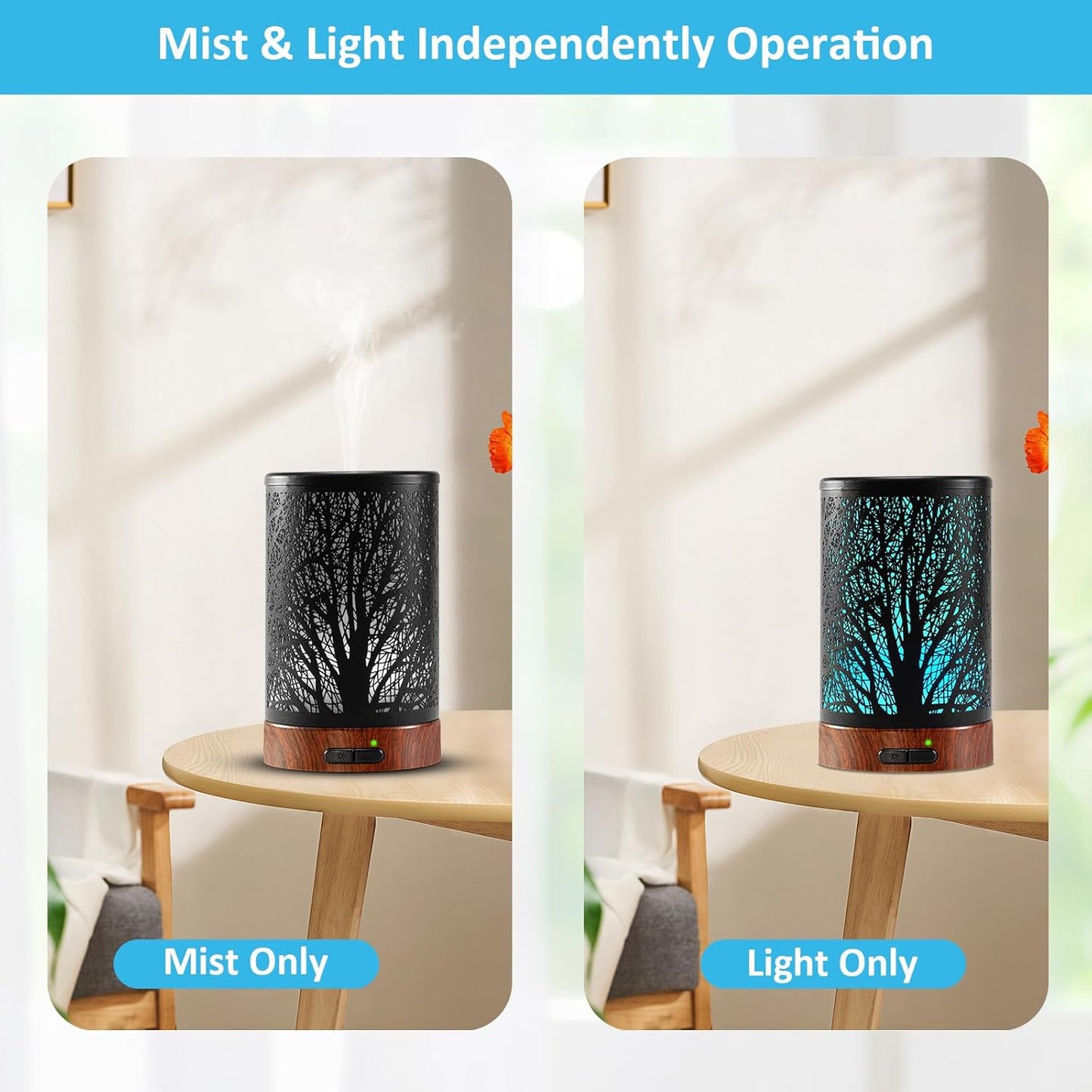 Essential Oil Diffuser - 150ML Metal Aromatherapy Diffuser for Essential Oils with 7 Colors Lights Gifts for Mom Waterless Auto Shut-Off & Ultrasonic Cool Mist Diffuser, Ambience for Home