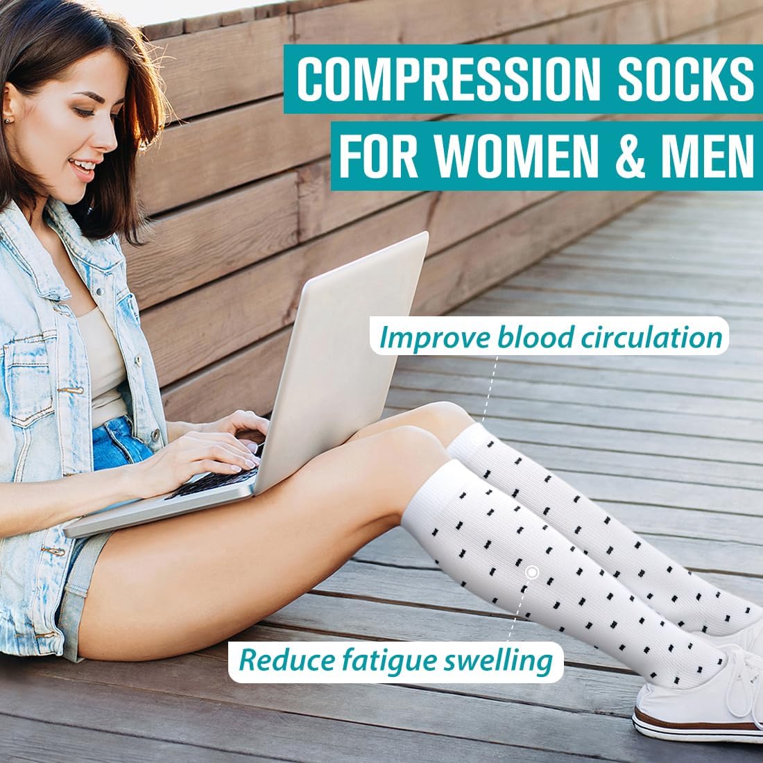 BLUEENJOY Copper Compression Socks for Women & Men (6 pairs) - Best Support for Nurses, Running, Hiking, Recovery