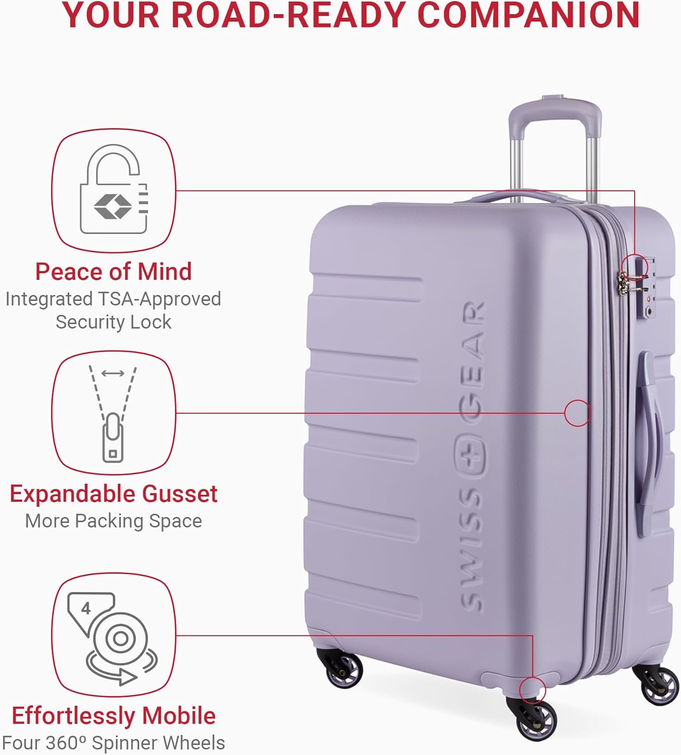 SwissGear 7366 Signature Hardside Expandable Luggage with Spinner Wheels, TSA Lock, Evening Haze, Checked-Medium 23-Inch