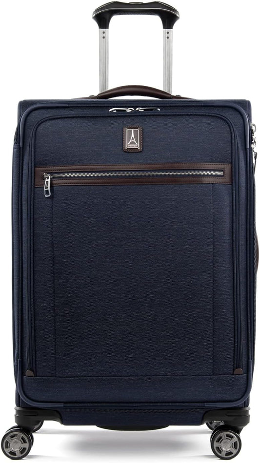 Travelpro Platinum Elite Softside Expandable Checked Luggage, 8 Wheel Spinner Suitcase, TSA Lock, Men and Women, True Navy Blue, Checked Medium 25-Inch