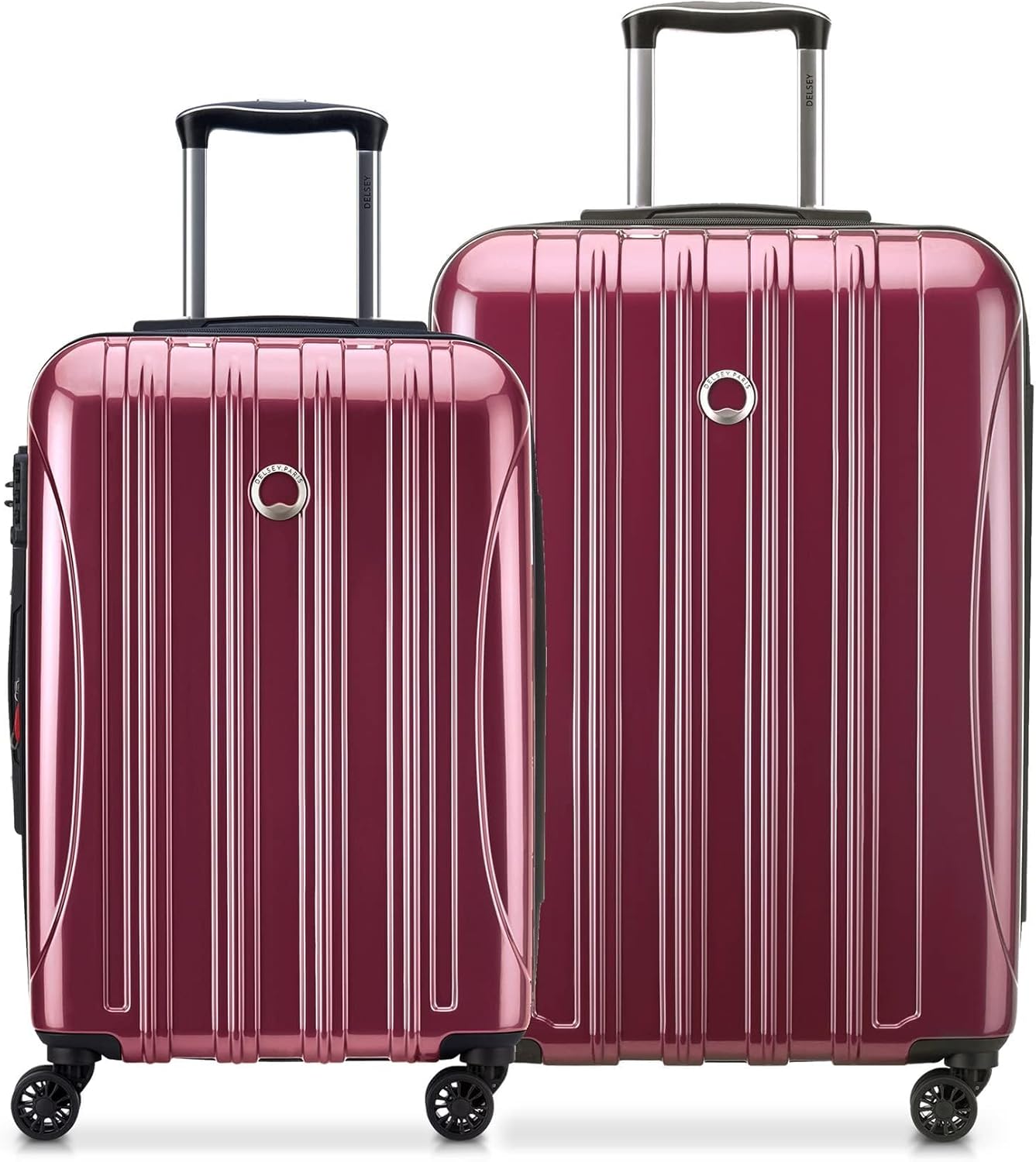 DELSEY PARIS Helium Aero Hardside Expandable Luggage with Spinner Wheels, Peony Pink, 2-Piece Set (21/24)