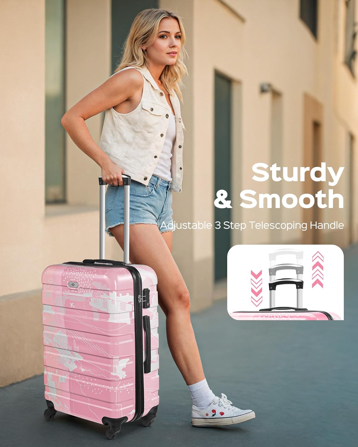 Suitour Luggage Sets 3 Piece, Hardside Lightweight Suitcase set with Spinner Wheels TSA Lock for Travel