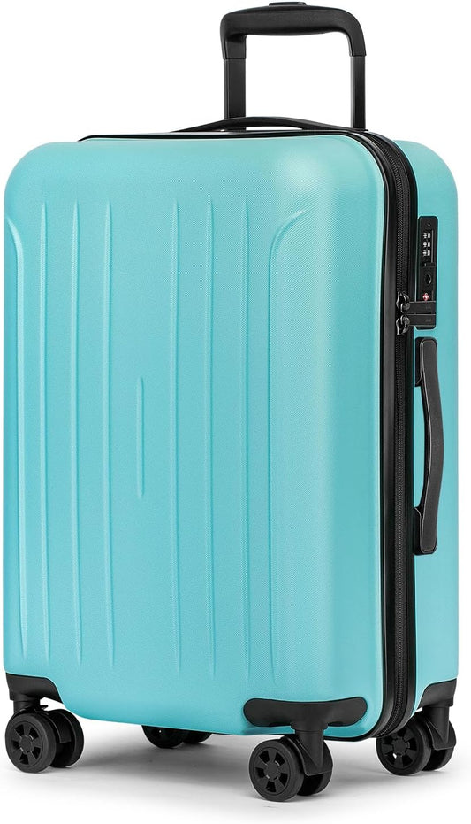 KYME 24-Inch Medium Luggage with Dual 360° Spinner Wheels Hardshell Checked TSA Approved Suitcase for Lightweight Travel (Mint Green, 24" Checked)