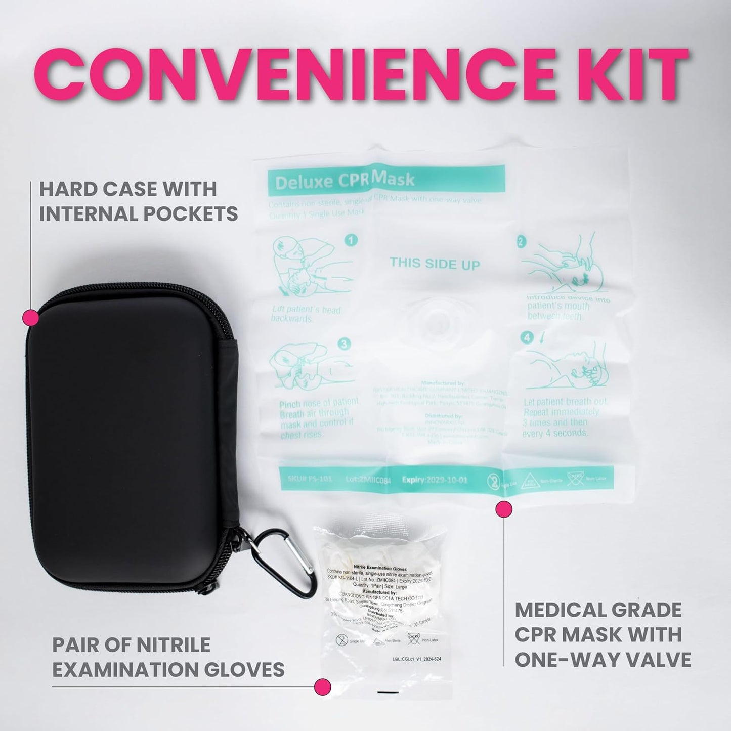Compact Convenience Kit with Medical Grade Components That can Also Carry NARCAN Nasal Spray to Aid in an Emergency
