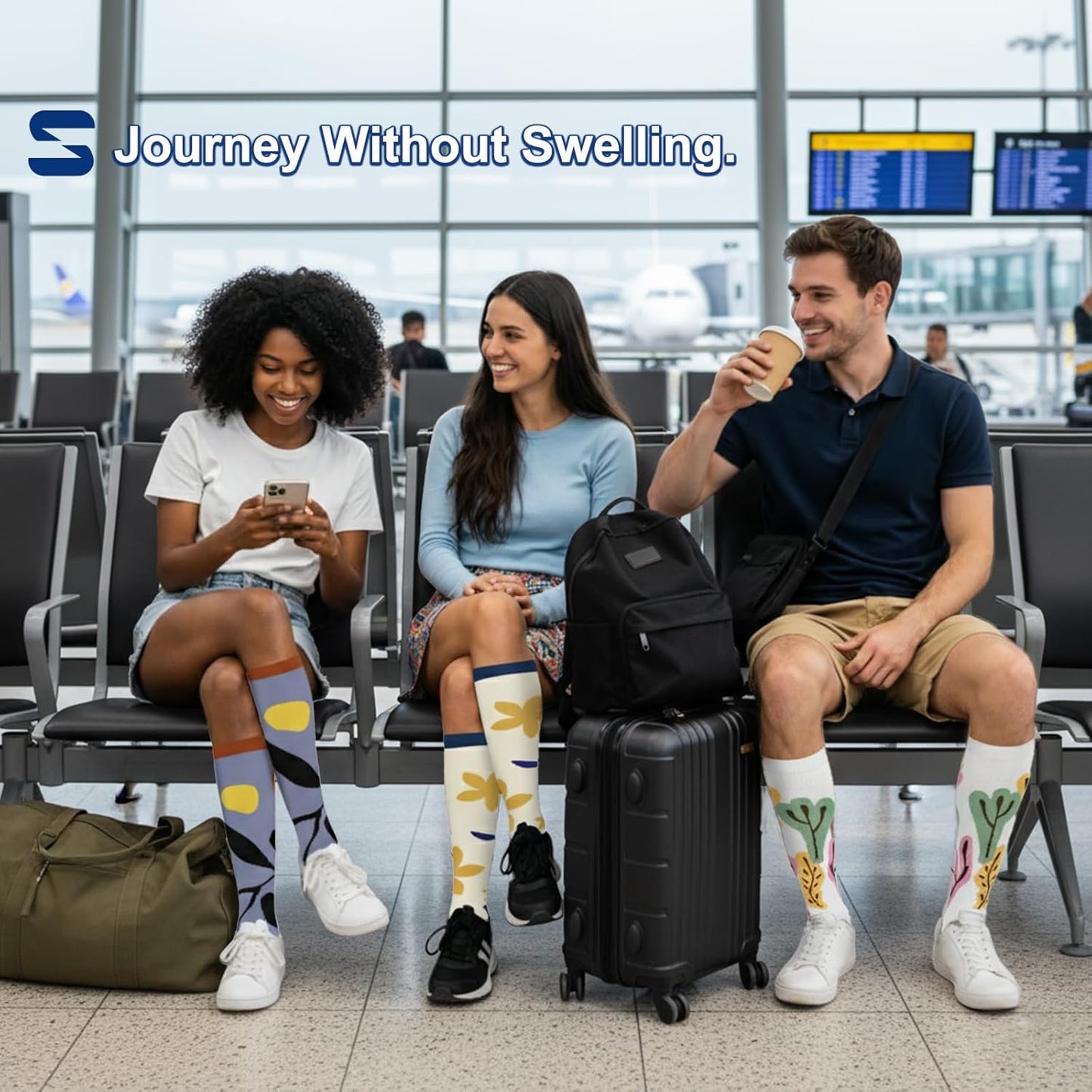 Compression Socks for Women and Men Circulation (3 Pairs) is Best Support for Running Athletic Cycling Hiking