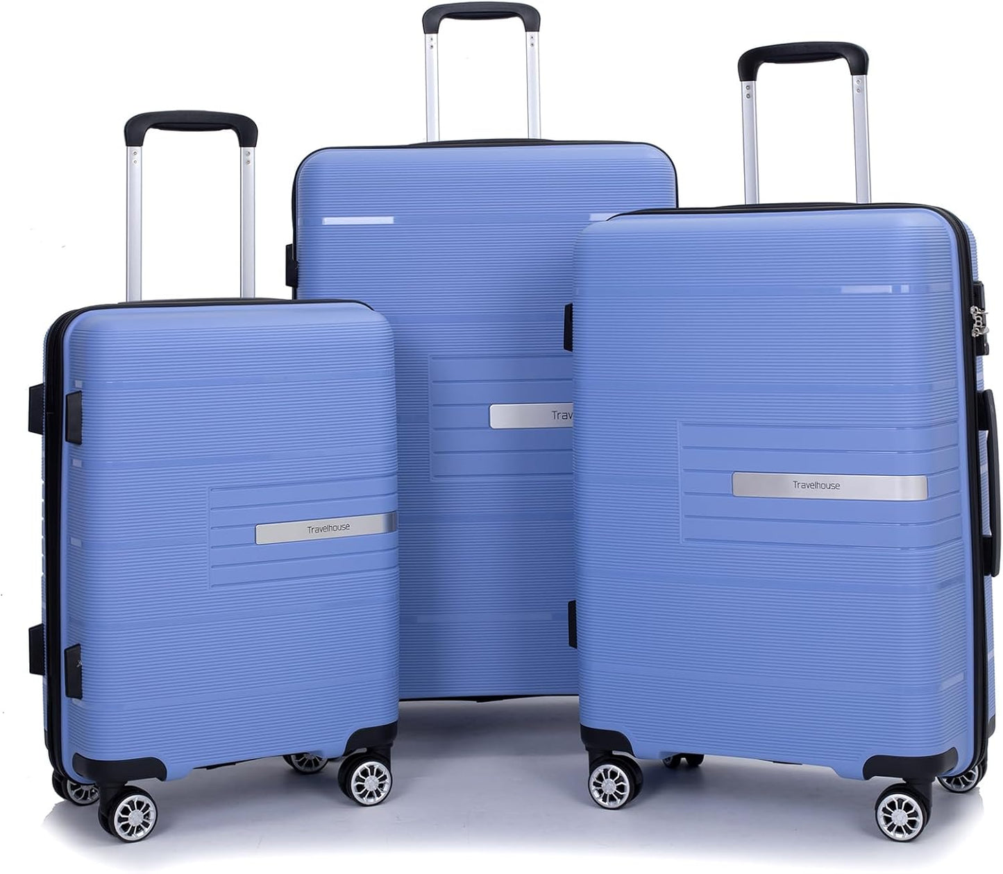 Luggage 3 Piece Sets Suitcase Set with Double Spinner Wheels, Lightweight Carry On Hardside Travel Luggage with TSA Lock, (20/24/28) (Purplish Blue)