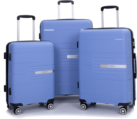 Luggage 3 Piece Sets Suitcase Set with Double Spinner Wheels, Lightweight Carry On Hardside Travel Luggage with TSA Lock, (20/24/28) (Purplish Blue)