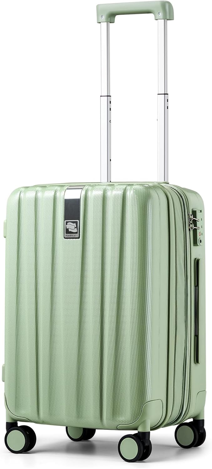 Hanke 20 Inch Expandable Carry on Luggage 22x14x9 Airline Approved Lightweight PC Hard Shell Suitcases with Wheels Travel Luggage Rolling Suitcase Travel Luggage Bag for Weekender(Bamboo Green)