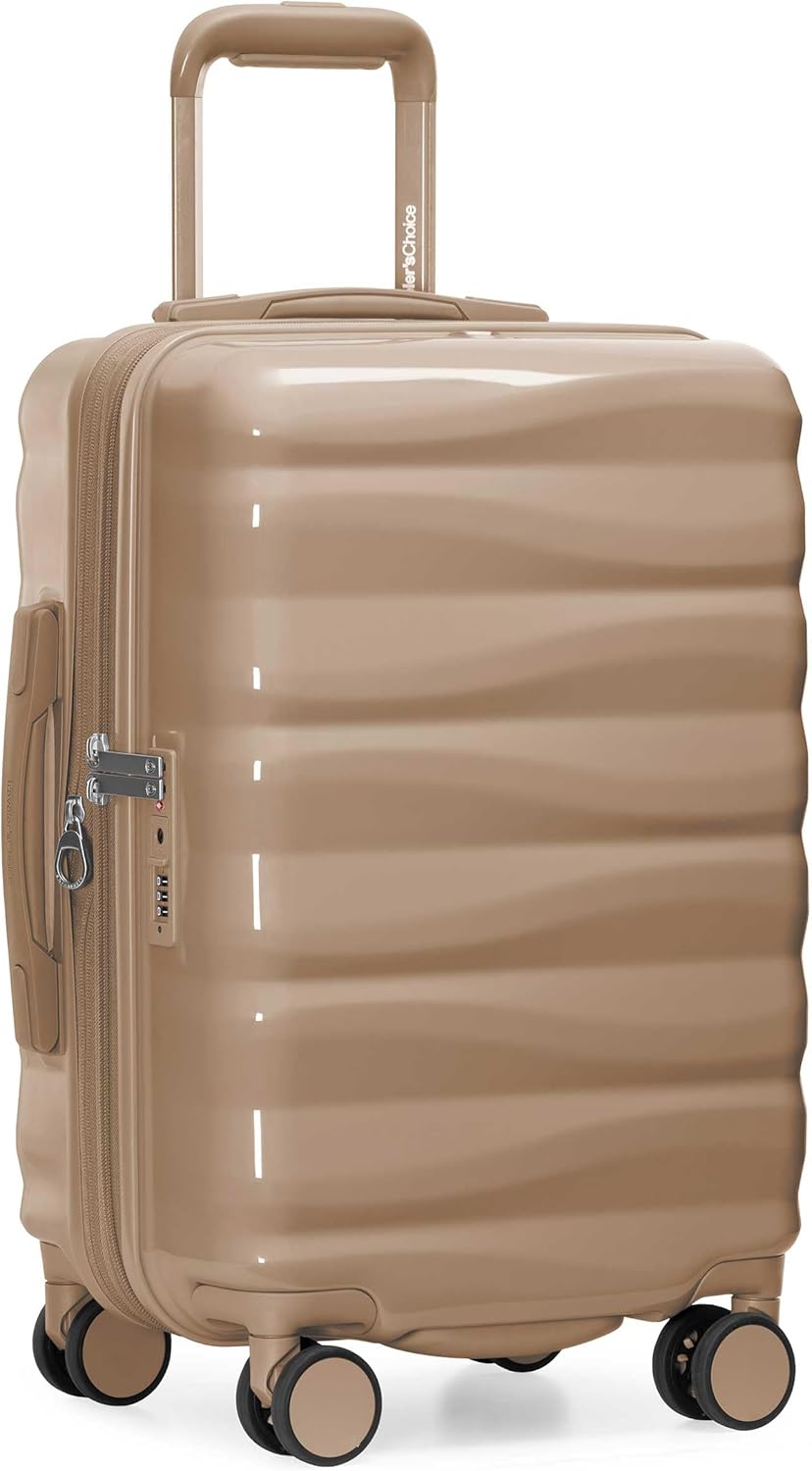 Traveler's Choice Edinburgh II Hardside Spinner Luggage with TSA Lock, Sand, 21" Carry-on