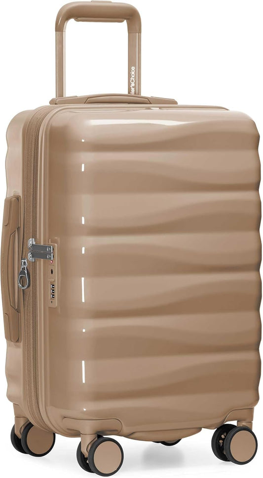 Traveler's Choice Edinburgh II Hardside Spinner Luggage with TSA Lock, Sand, 21" Carry-on