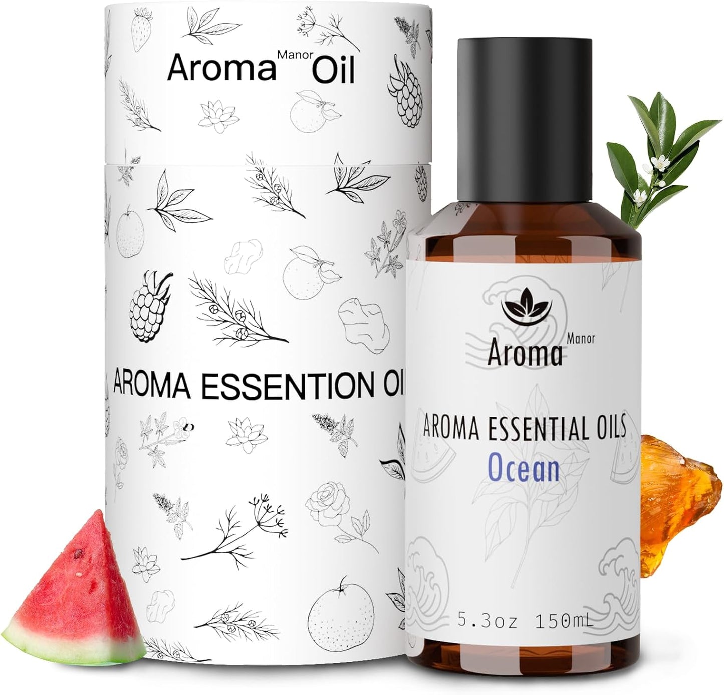 Aroma Diffuser Oil - Ocean - Aroma Fragrance Diffuser Oils, Aromatherapy Scents Neroli, Watermelon & Amber, Long-Lasting Air Fresheners, Enjoy Essential Oil Infused Atmosphere - 5.3 fl oz (150mL)