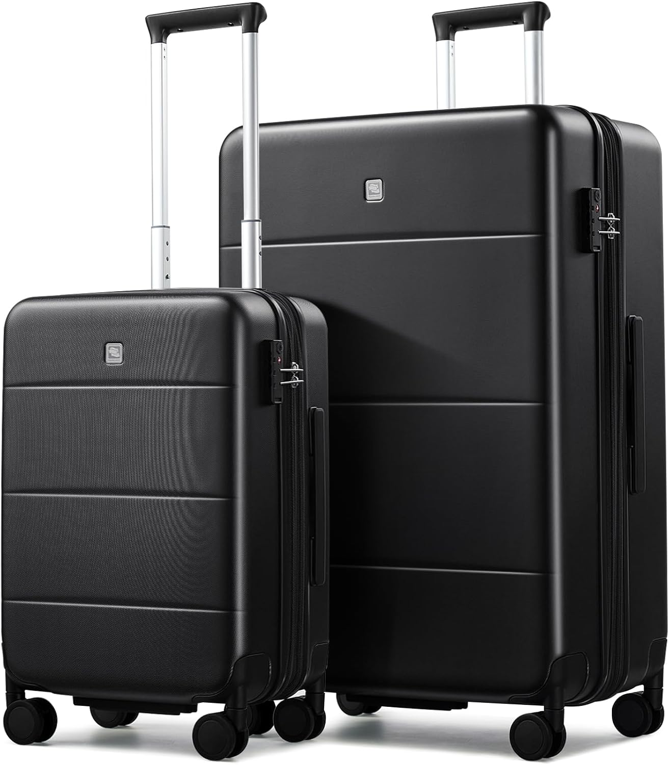 Hanke Expandable Luggage Sets 2 Piece with Spinner Wheels, 20/28" Hardside Carry On Luggage Large Suitcase, All-PC Hard Shell Luggage, TSA Lock, Lightweight Durable (Jet Black)