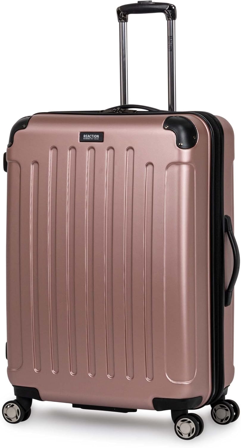 Kenneth Cole REACTION Renegade Luggage Expandable 8-Wheel Spinner Lightweight Hardside Suitcase, Rose Gold, 28-Inch Checked