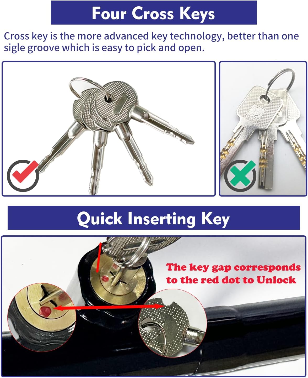 Steering Wheel Lock Anti-Theft car Device Car Wheel Locks Heavy Duty Vehicle Security Steering Wheel Lock for Truck Car Vehicles Van Lorry SUV with 4 Keys, Elongated Length MAX 30.5“ Black