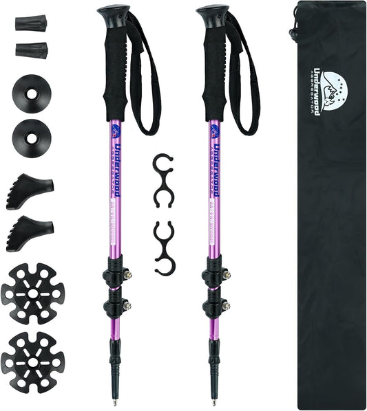 Trekking Poles Collapsible Hiking Poles - 2 Pack Adjustable Aluminum Hiking Sticks, Lightweight Walking Sticks for Women, Men, Seniors, Kids, Walking Poles for Backpacking by Underwood Aggregator