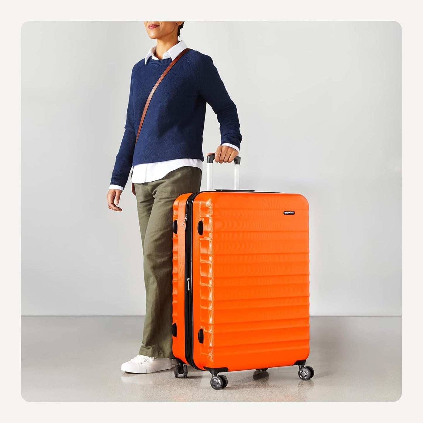 Amazon Basics 30" Hardside Large Checked Luggage, Hardshell Suitcase With Wheels, Expandable For Up to 15% More Space, With Scratch-Resistant Surface, Four Multi-directional Wheels, Orange