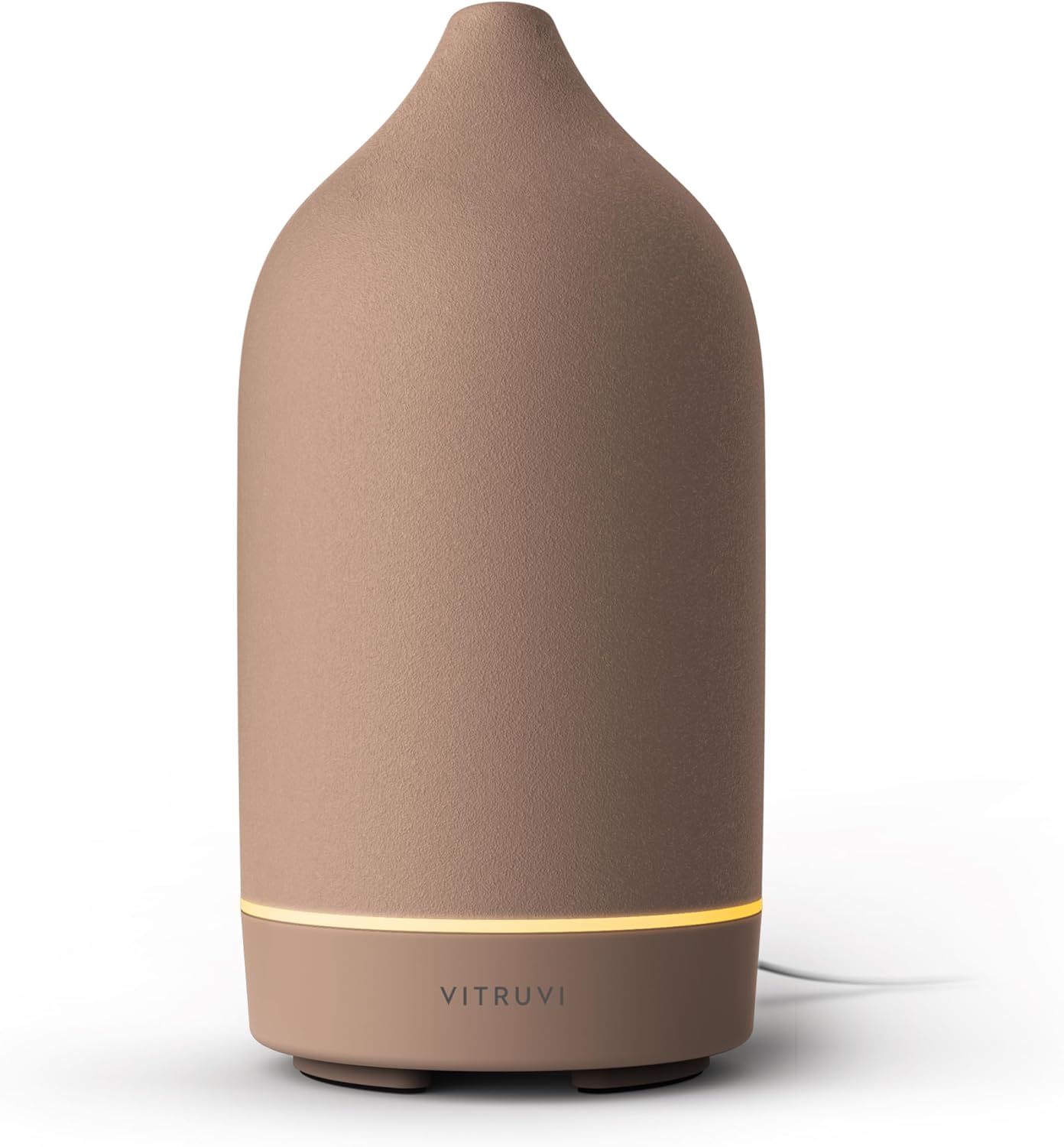 Vitruvi Stone Diffuser, Ceramic Ultrasonic Essential Oil Diffuser for Aromatherapy | Ceramic Diffuser, Diffusers for Home, Oil Diffuser, Room Decor | Suede, 90ml Capacity