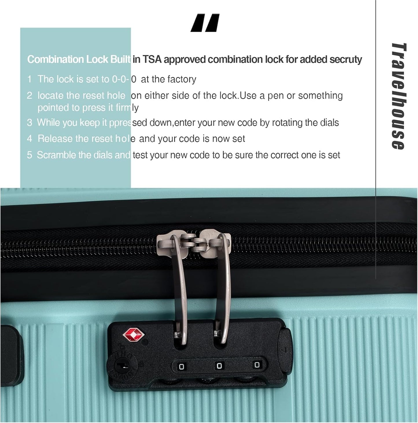 Luggage 3 Piece Sets Suitcase Set with Double Spinner Wheels, Lightweight Carry On Hardside Travel Luggage with TSA Lock, (20/24/28) (Light Green)