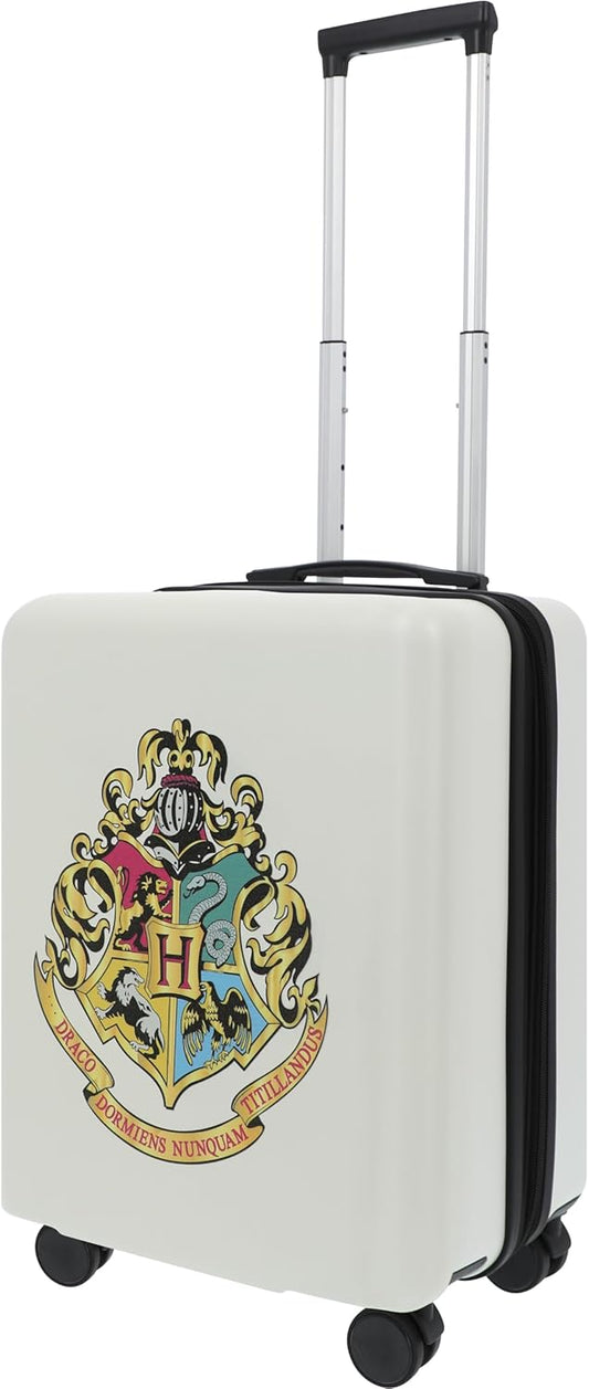 FUL Harry Potter 22.5 Inch Carry On Luggage, Hogwarts Crest Hardshell Rolling Suitcase with Spinner Wheels, White