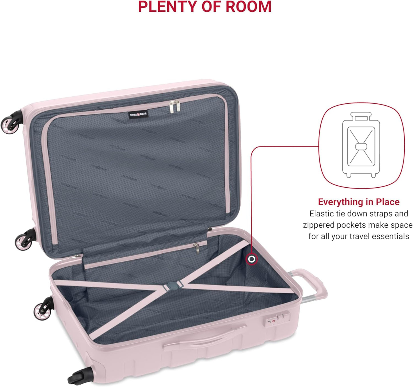 SwissGear 7366 Hardside Expandable Luggage with Spinner Wheels, Pink, Checked-Medium 23-Inch