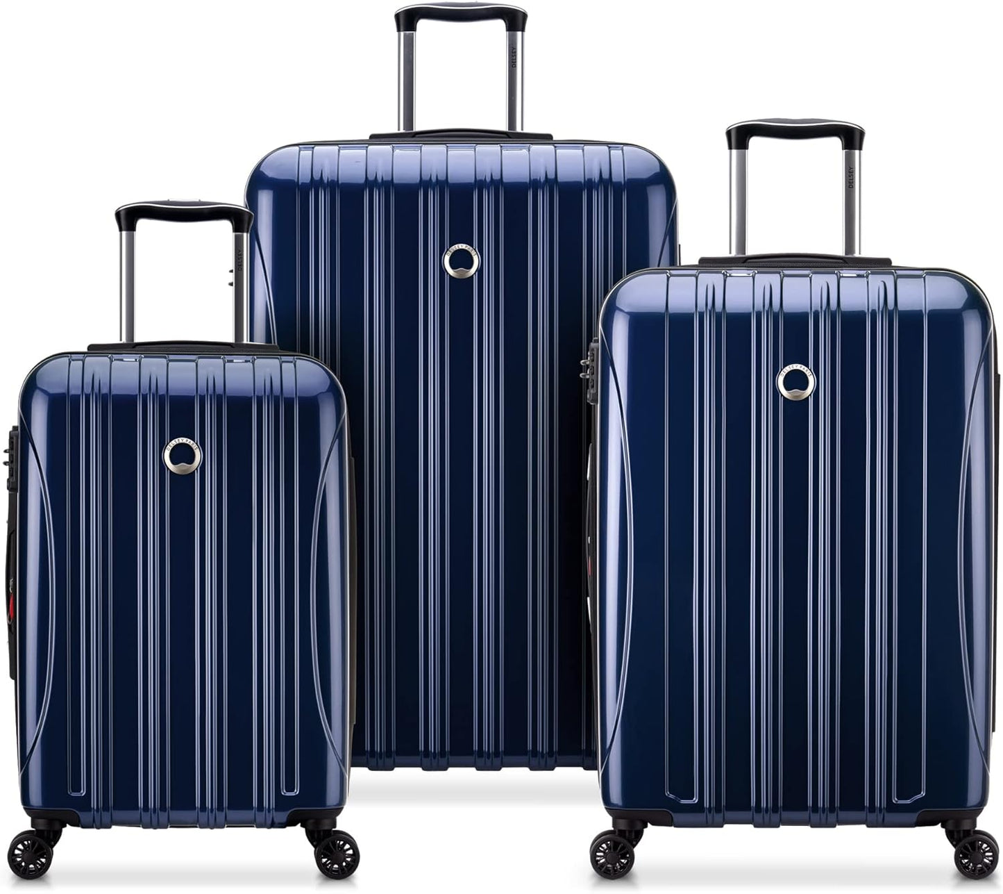 DELSEY PARIS Helium Aero Hardside Expandable Luggage with Spinner Wheels, Blue Cobalt, 3-Piece Set (21/24/28)