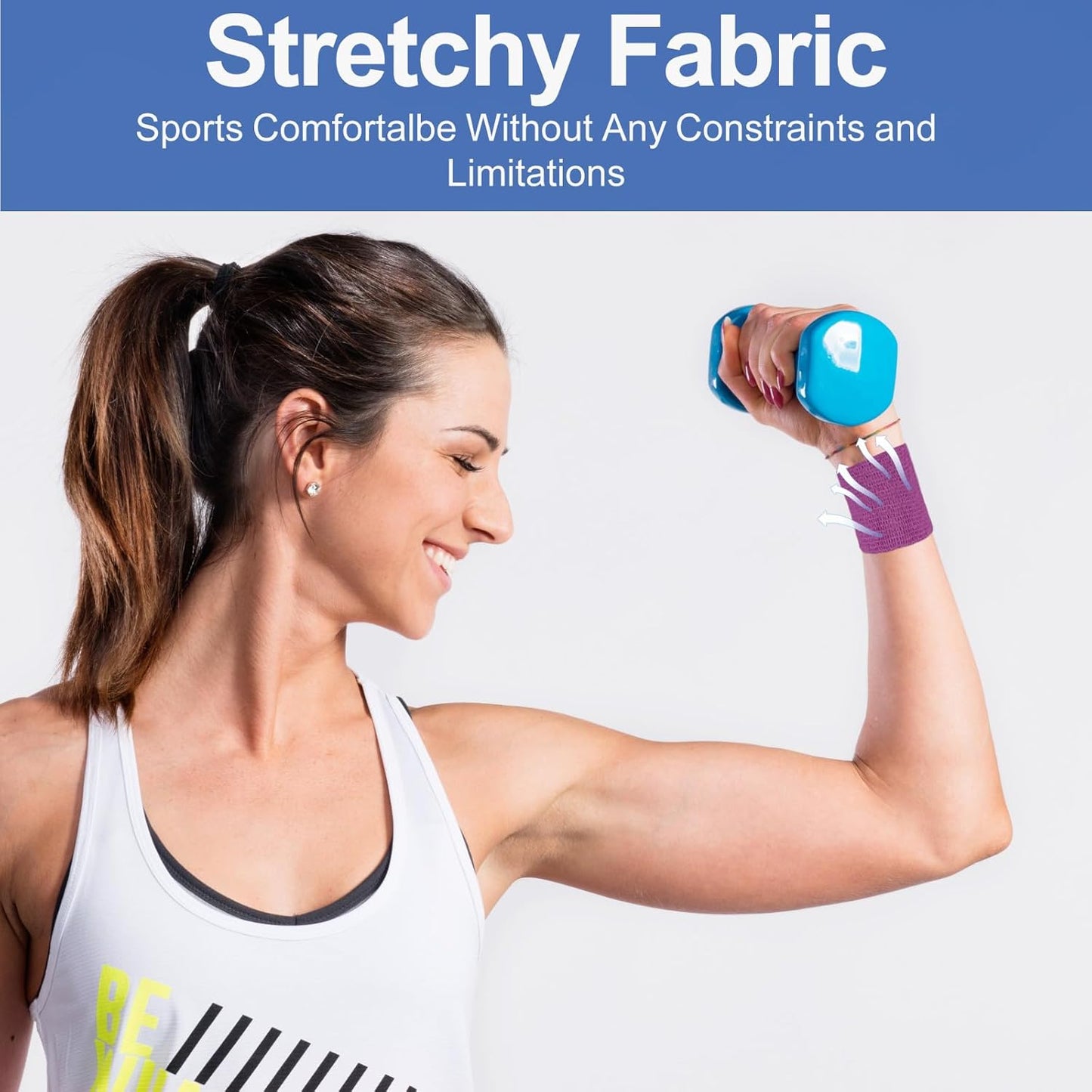 24 Pack 2 Inch x 5 Yards Self Adhesive Bandage Wrap, Elastic Cohesive Wrap 2 inch Vet Wrap Bandage Tape, Purple Grip Tape for Athletic, Sports, Wrist, Ankle Sprains