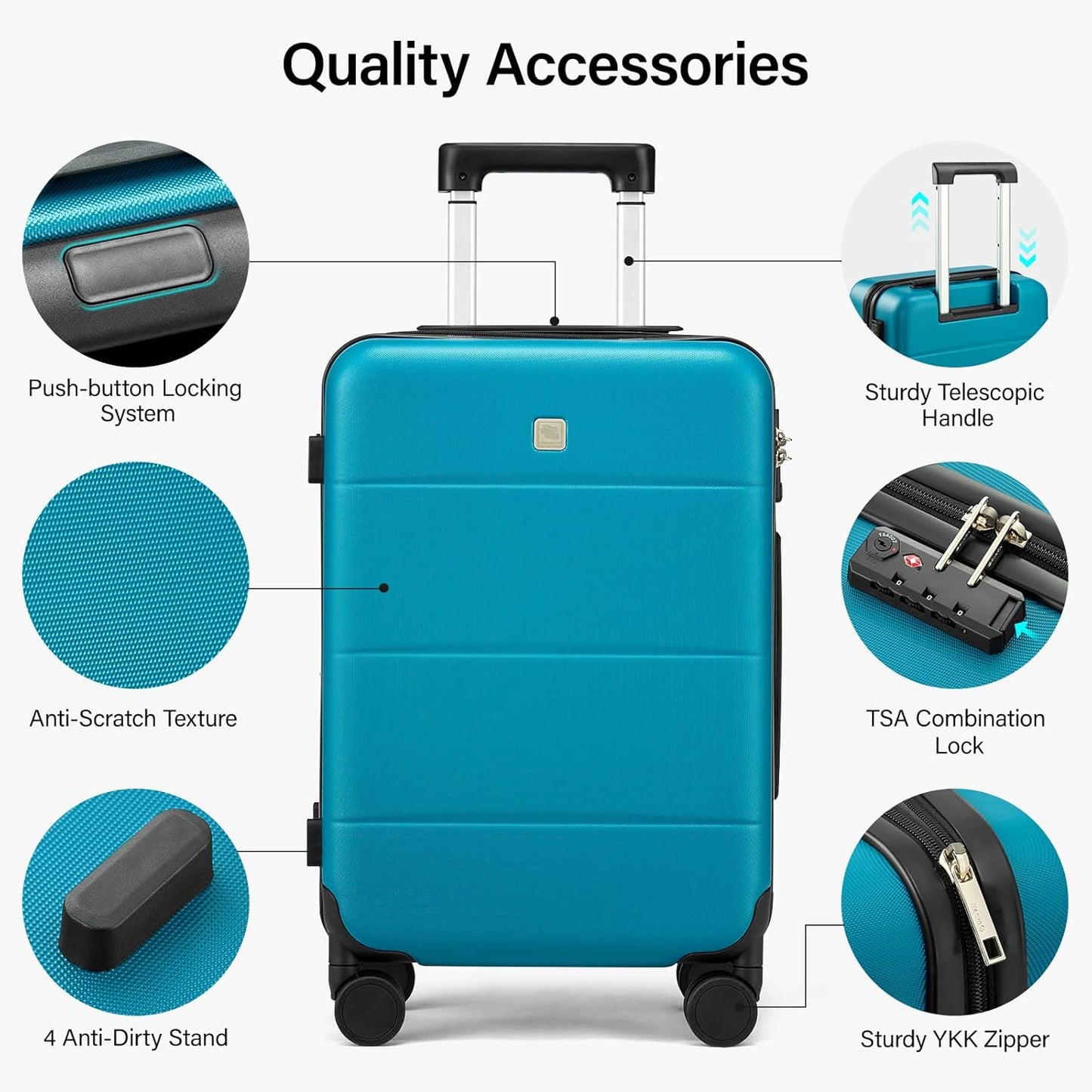 Hanke 2 Piece Hard Shell Luggage Sets with Spinner Wheels Carry On suitcase Set Checked Medium Luggage Lightweight Travel Luggage for Men Women(20/26 Inch, Caribbean Blue)