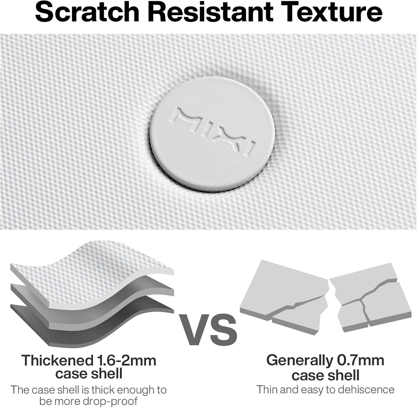 mixi Upgrade Carry on Luggage Suitcases with Spinner Wheels, Hardside Rolling Suitcase PC with TSA Lock Lightweight Travel Case 20in Carry-On, Fine Grid Smoke White