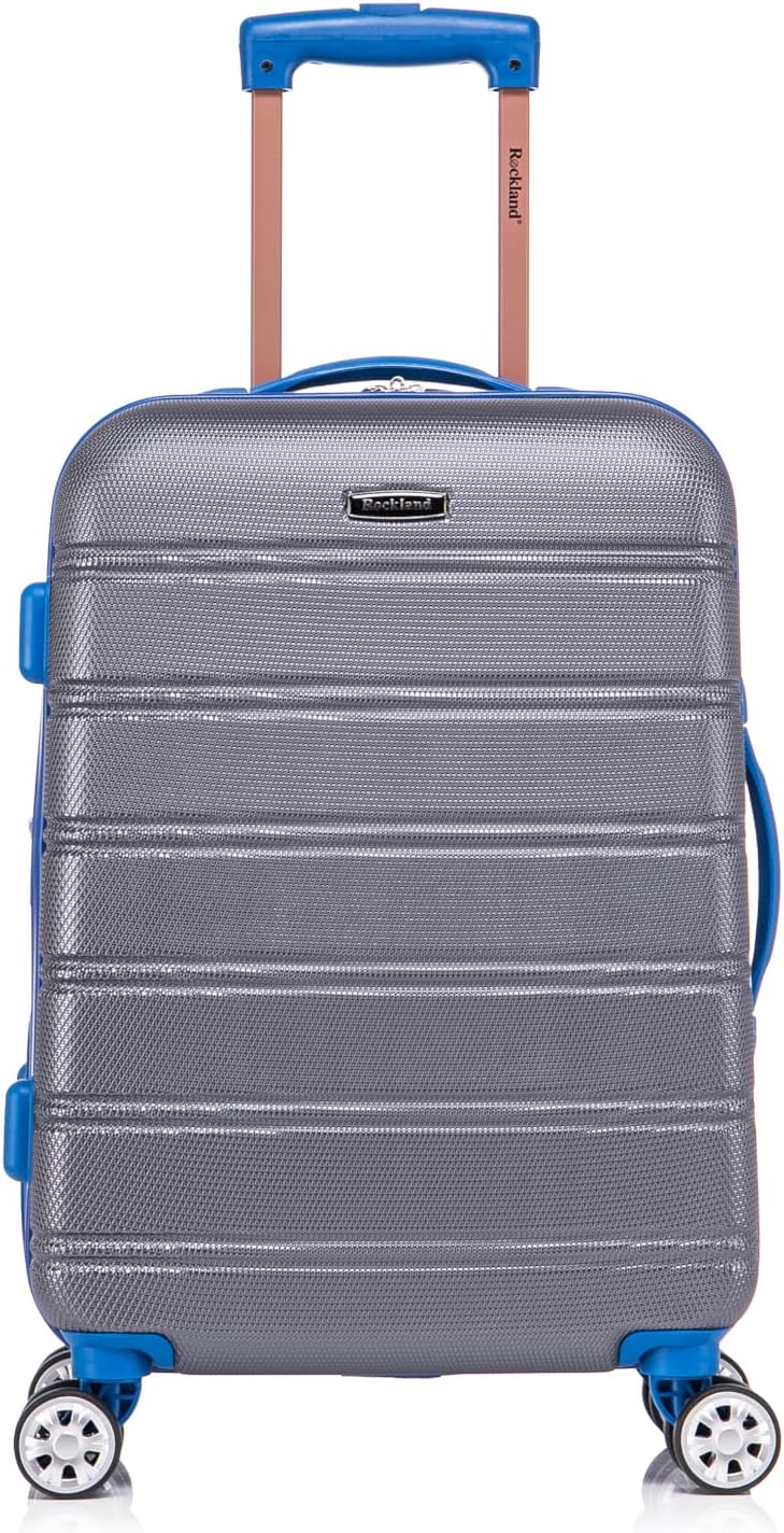 Rockland Melbourne Hardside Expandable Spinner Wheel Luggage Set, Grey, Carry-On 20-Inch and Tote 14-Inch
