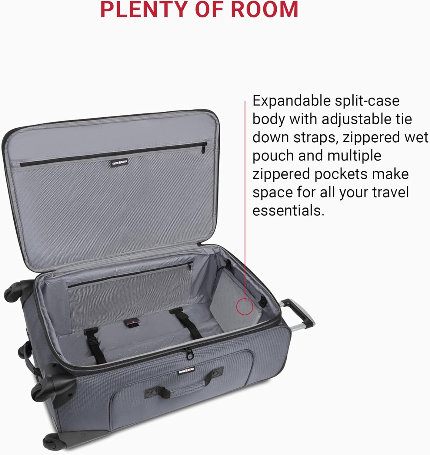 SwissGear Sion 3-Piece Set, Softside Expandable Luggage – 21 Inch Carry-On & 25 & 29 Inch Checked Suitcases with 360 Degree Wheels & Retractable Handless – Dark Gray