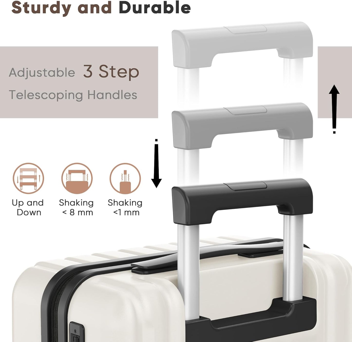 SHOWKOO Luggage Sets 3 Piece 100% PC Ultra Tough Hardside Expandable Suitcases Sets with TSA Lock Double Spinner Wheels (20in/24in/28in, White