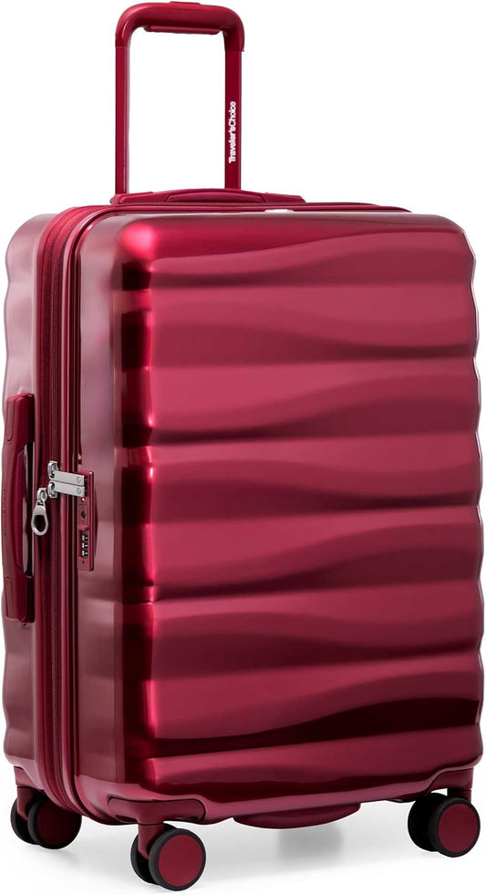 Traveler's Choice Edinburgh II Hardside Spinner Luggage with TSA Lock, Red, 25" Medium