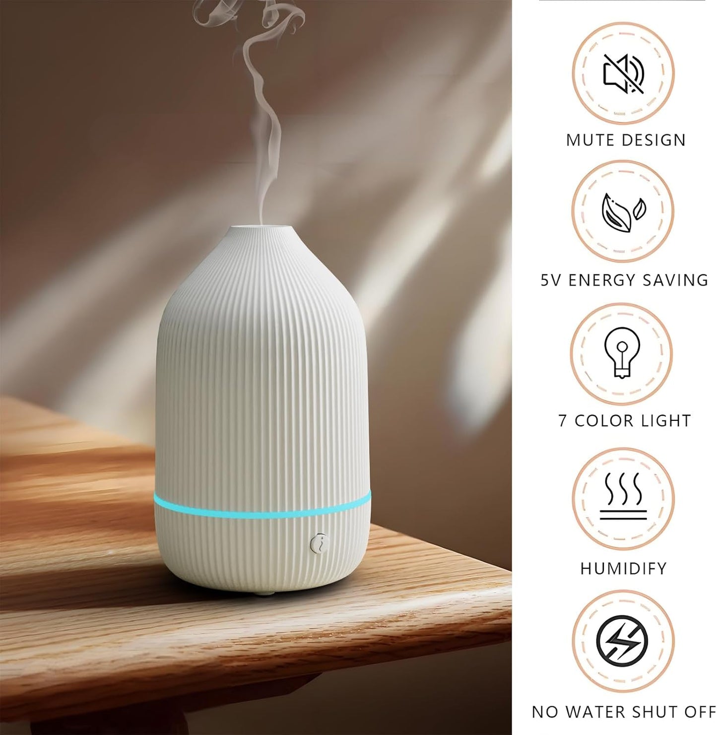 SOICARE Small Essential Oil Diffuser, 100ML Mini Aromatherapy With USB Cable & Adapter, 7 Color Changing USB Powered Aroma Scent for Home/Room/Office/Travel/Gift