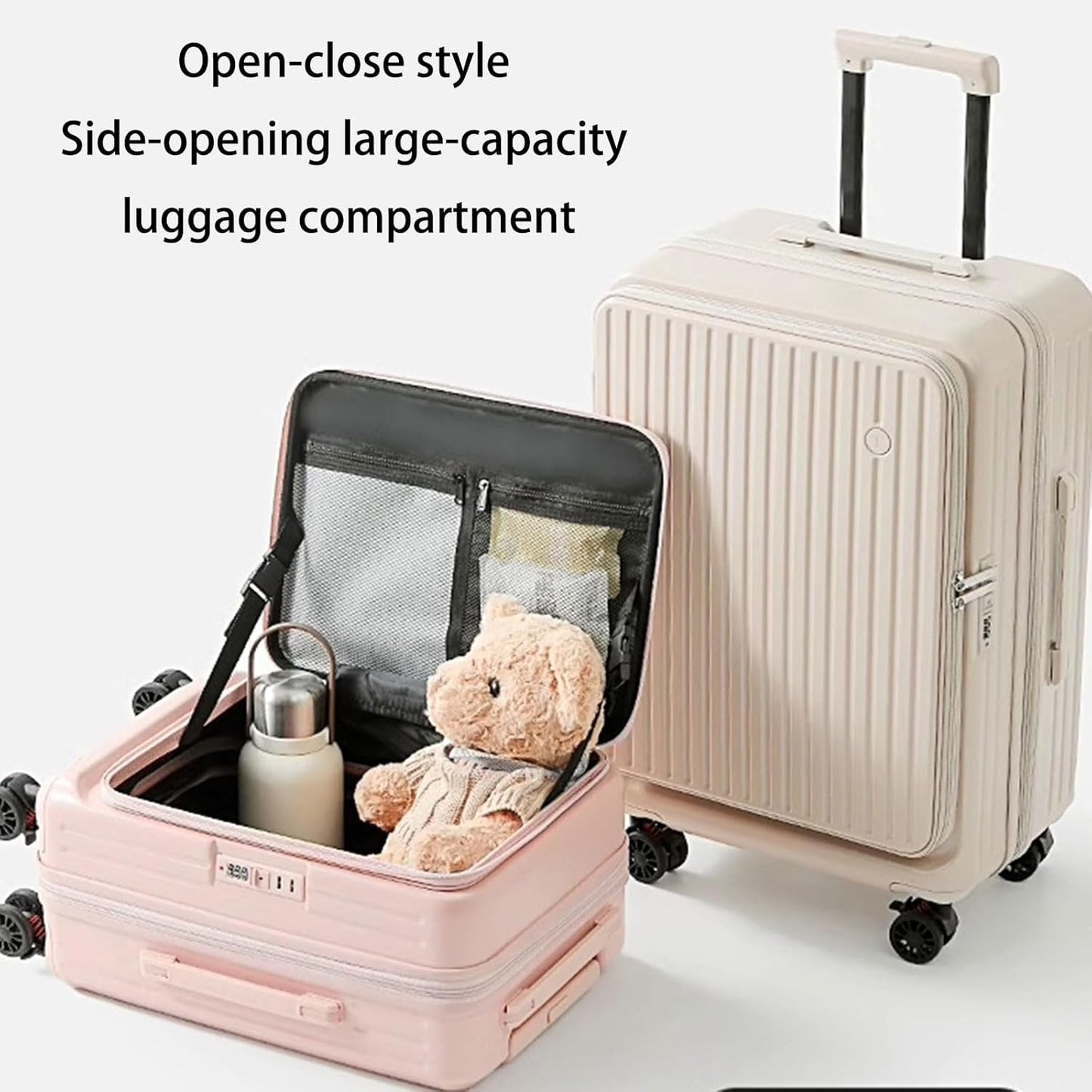 Expandable Carry On Luggage Top Opening Design Ergonomic Practical Hardshells Suitcase With 360 Degree Textured S