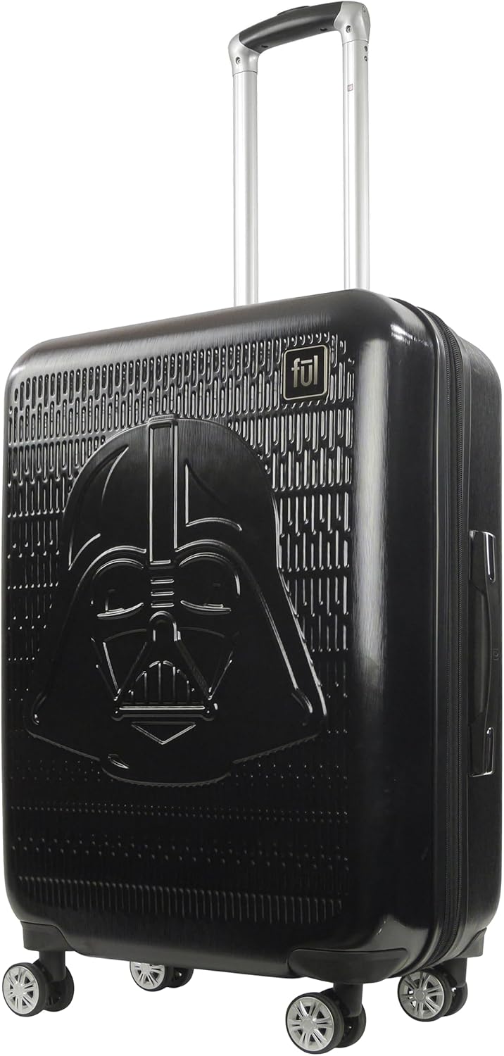 FUL Star Wars Darth Vader 25 Inch Rolling Luggage, Embossed Hardshell Suitcase with Wheels, Black