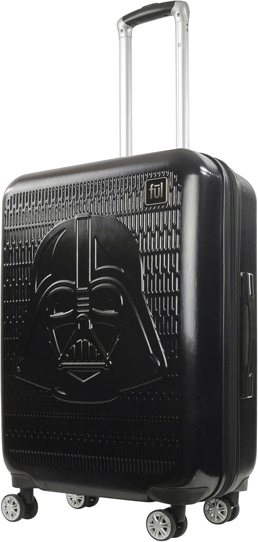 FUL Star Wars Darth Vader 25 Inch Rolling Luggage, Embossed Hardshell Suitcase with Wheels, Black