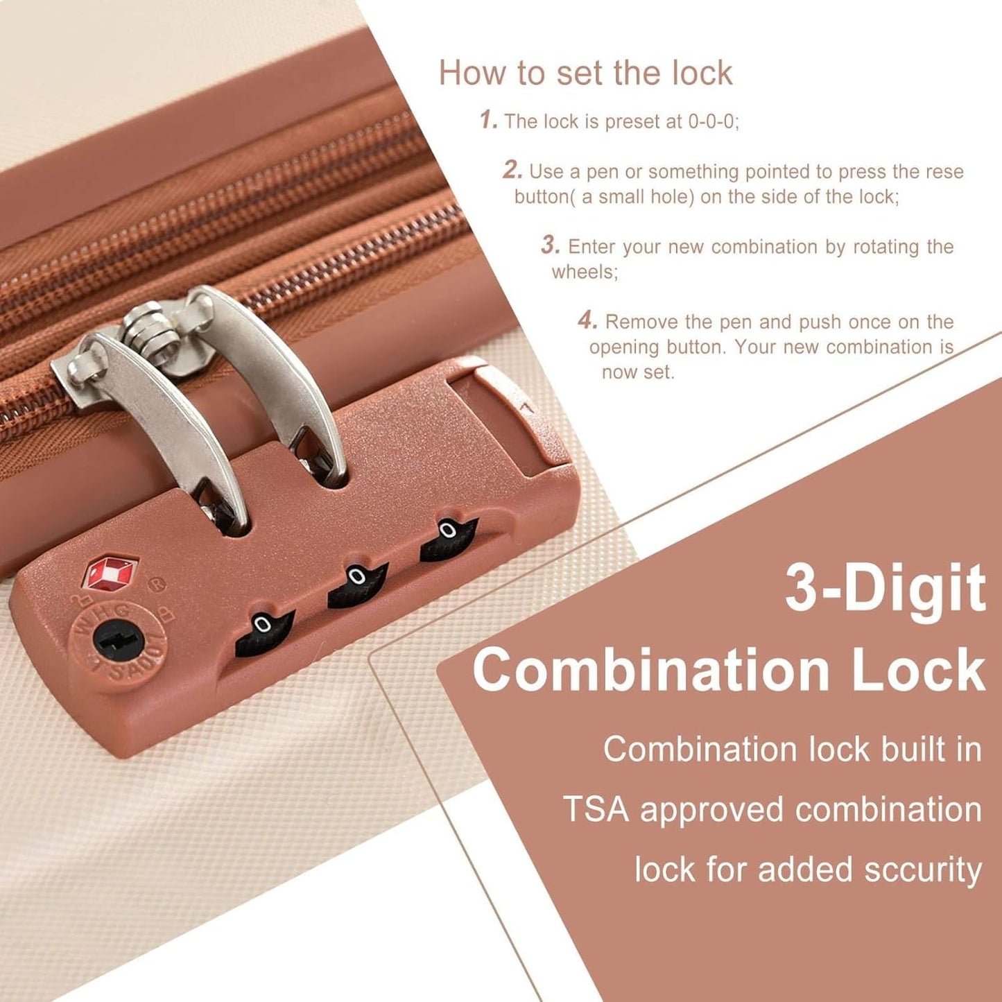 24-inch Expandable Hardshell Checked Luggage with TSA Lock, Durable ABS Suitcase with 360° Silent Dual Wheels, 25% Extra Packing Space, Telescopic Handle, 8 LBS Lightweight, Light Brown