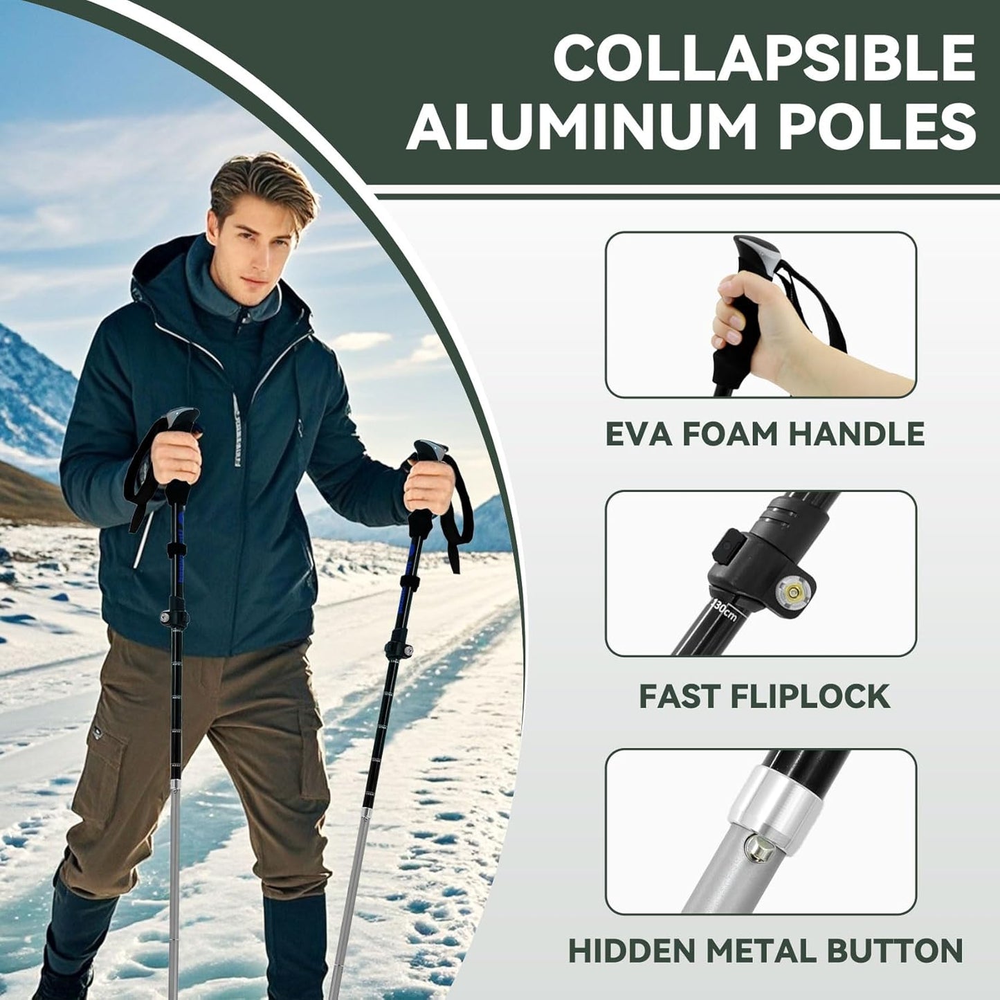 Trekking Poles Collapsible Hiking Poles - 2 Pack Aluminum Hiking Sticks, Lightweight Walking Sticks for Seniors, Men, Women Balance, Tri-Fold Walking Poles for Backpacking by Underwood Aggregator