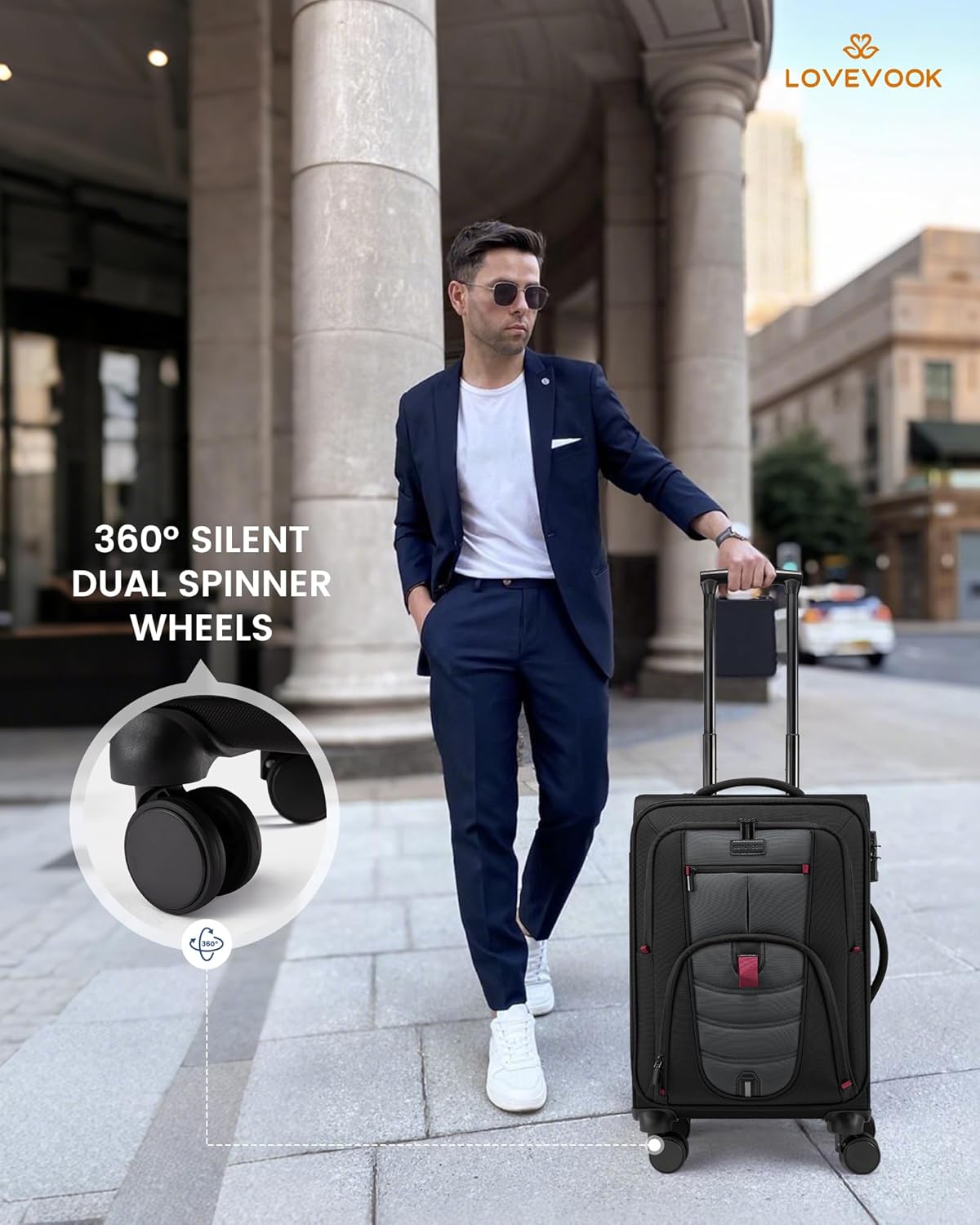 Carry On Luggage 22x14x9 Airline Approved, 22-Inch Suitcases with Spinner Wheels, Softside Carry-on Luggage with TSA Lock for Men Women Business Trip, Lightweight Large Capacity Luggage for Travel