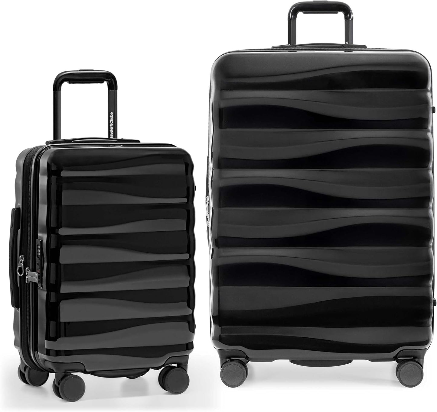Traveler's Choice Edinburgh II Hardside Spinner Luggage with TSA Lock, Black, 2 Piece (21/29)