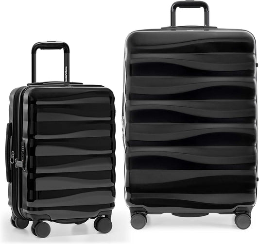 Traveler's Choice Edinburgh II Hardside Spinner Luggage with TSA Lock, Black, 2 Piece (21/29)